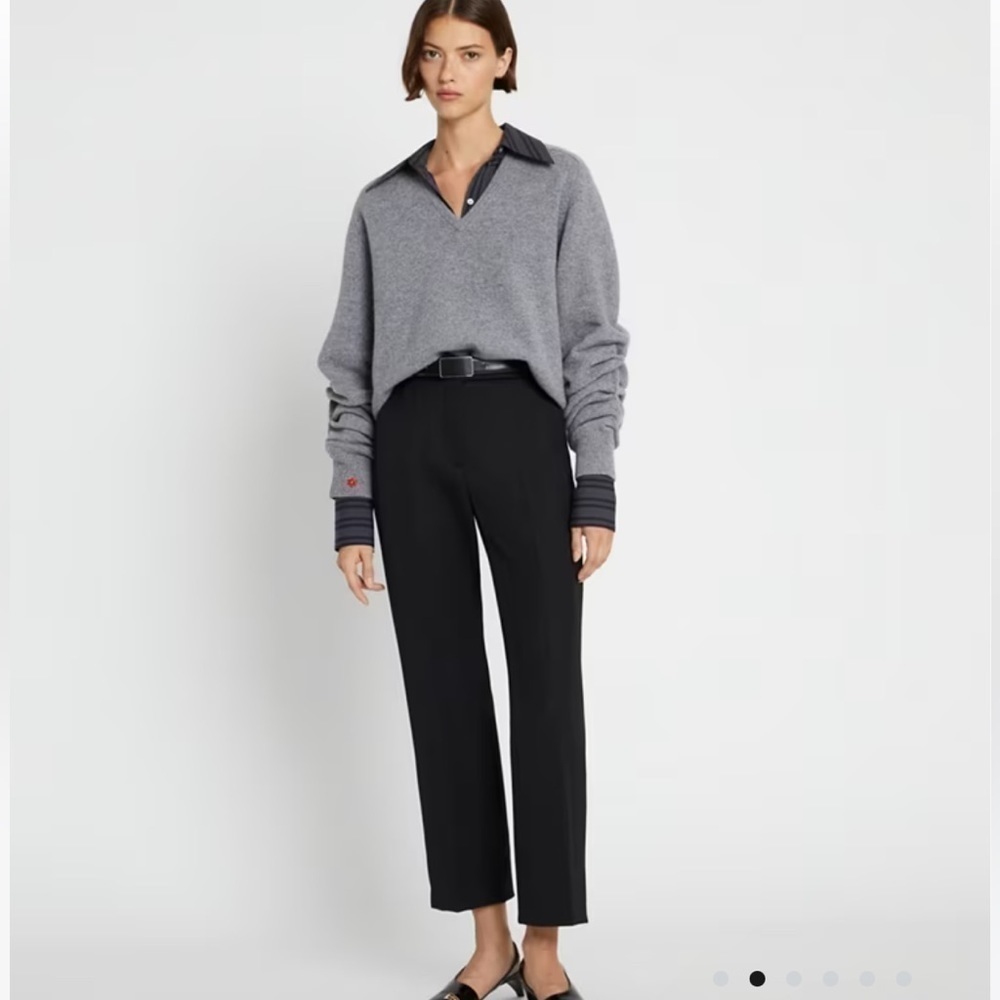 TORY BURCH TWILL TROUSER NAVY SIZE 4 EUC